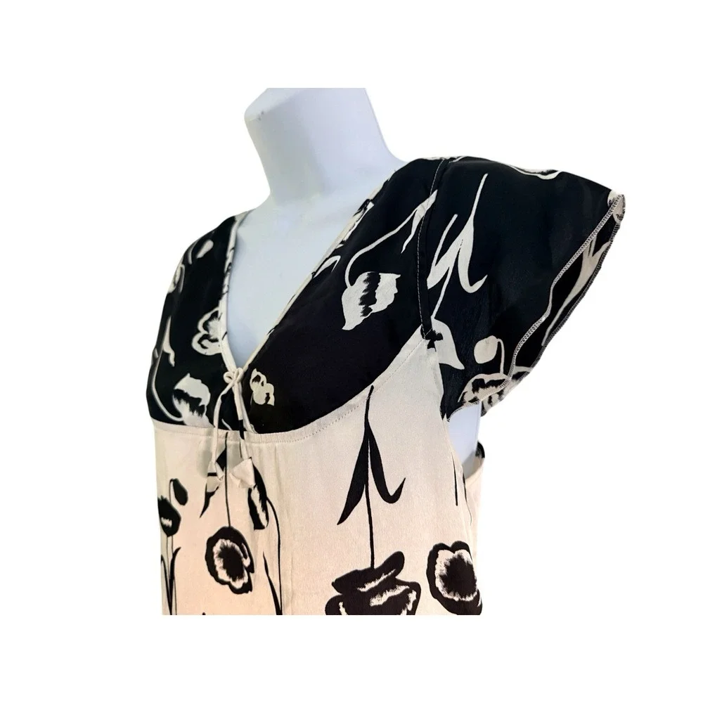 Vintage Maxi Floral Nightgown‎ M Sleep Dress Flutter Sleeve Romantic Cottagecore